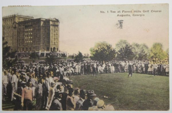 1930 Bobby Jones 1st Tee Southeastern Open - Forest Hills Golf Course, Augusta, GA - Postcard