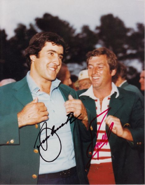 Seve Ballesteros and Fuzzy Zoeller autographed Green Jacket Photo JSA COA