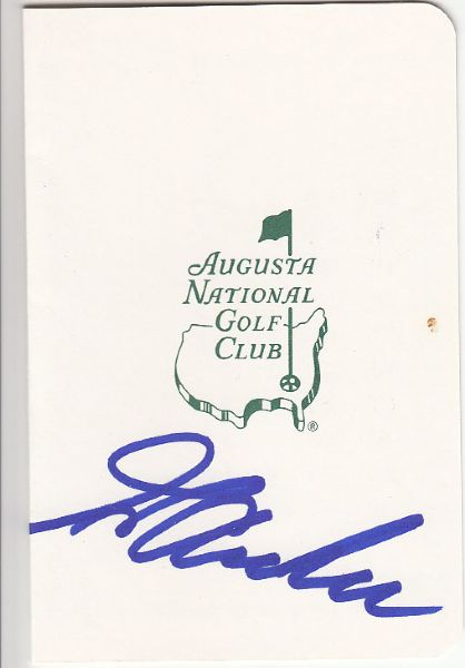 George Archer signed Masters Scorecard Deceased Champion JSA COA