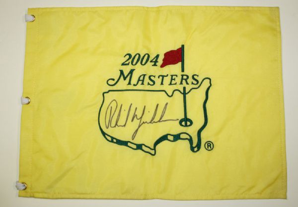 Phil Mickelson Signed 2004 Masters Embroidered Flag