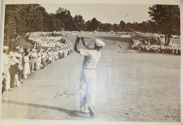  17"L X 25"W Poster Ben Hogan Signed One Iron Shot at the 1950 US Open-From Ben Hogan Company