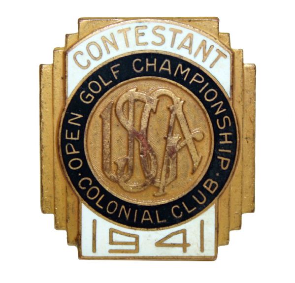 1941 US Open Contestant Badge - Craig Wood Champ-Colonial C.C.-Penna Family Collection