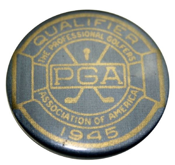1945 PGA Contestant Badge - Won by Byron Nelson-Penna Family Collection