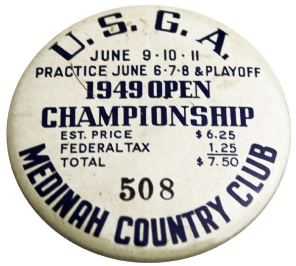 1949 U.S. Open Championship Week Long Admission  Pin - Medinah Country Club