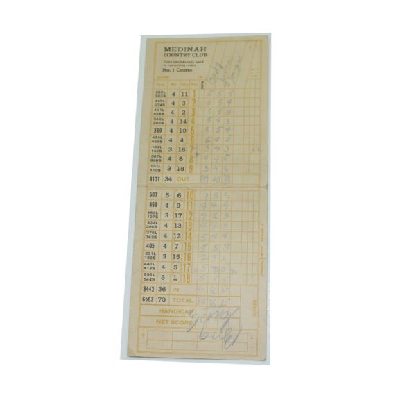 Bing Crosby Match Scorecard with Charley Penna at Medinah - Bing Crosby Signed