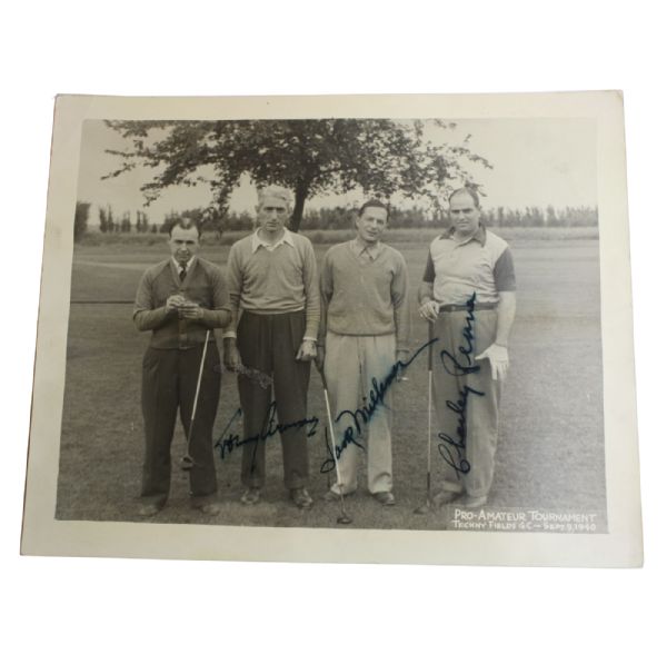 Foursome Photo With Vintage Fountain Pen Autographs of Tommy Armour and Charley Penna