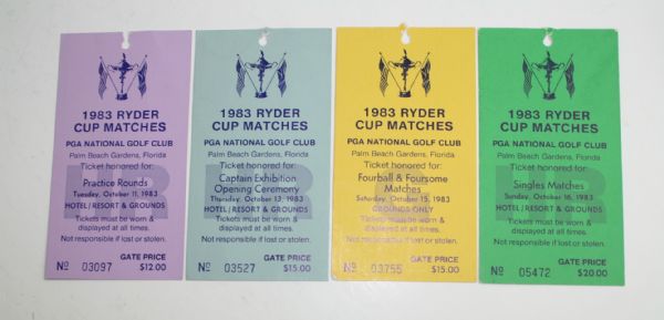 1983 Ryder Cup VIP Package,  Dinner Invit., Dinner Menu,Program and Four Tickets-Nicklaus Captain