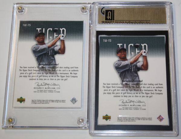 Lot of Two 2001 SP Tiger Woods Tour Swatch Cards