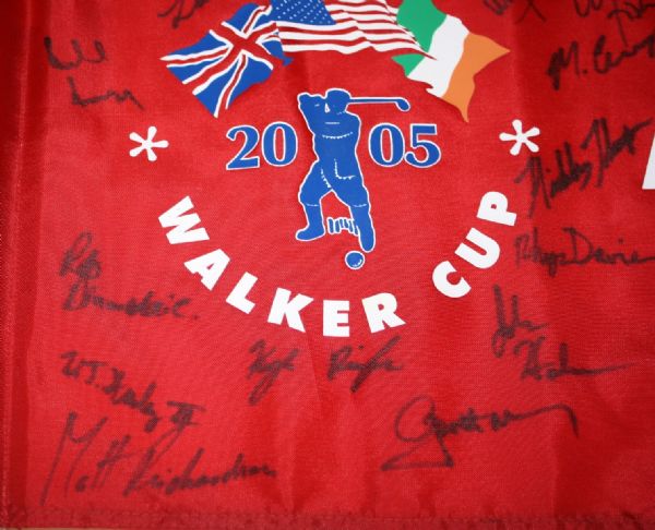 2005 Course Flown Walker Cup Flag Signed by Full European and USA Squads-Chicago Golf Club