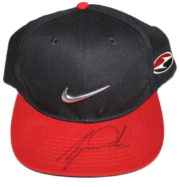 Tiger Woods Signed Red and Black Nike Hat