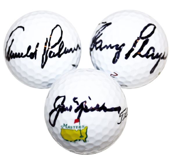 Lot of 3 Signed Golf balls: 'The Big 3' - Arnold Palmer, Jack Nicklaus, and Gary Player