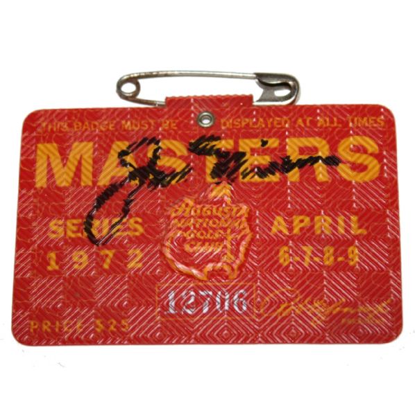 1972 Masters Badge Signed by Jack Nicklaus