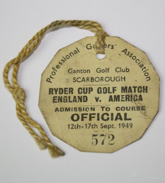 1949 Ryder Cup Ticket - Official Weekly Pass
