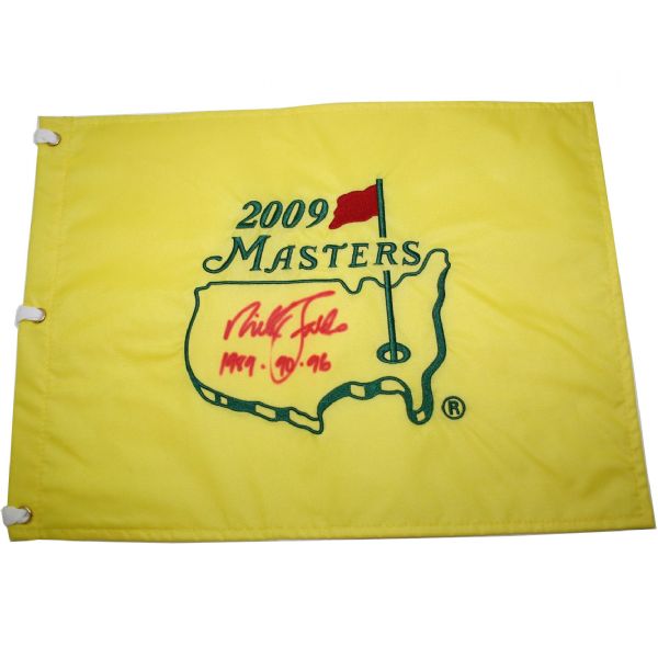 2009 Nick Faldo Autographed Masters Flag with Winning Years Inscription JSA COA