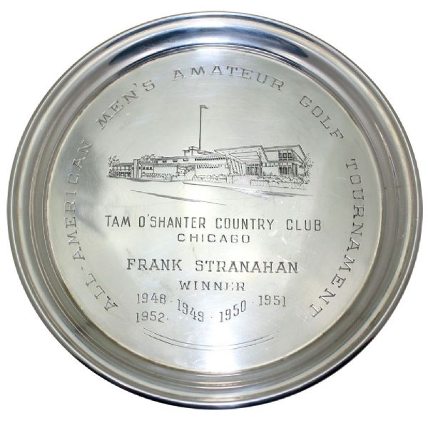 1952 All-American Men's Amateur Golf Tournament Winner's Sterling Plate - Frank Stranahan