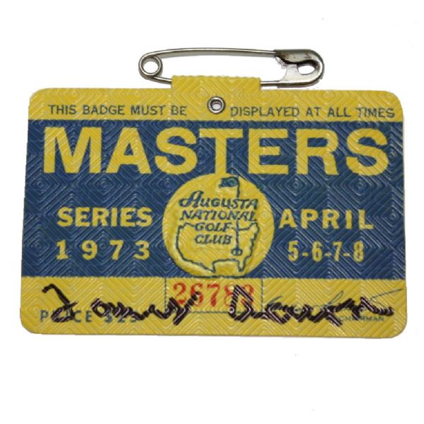 1973 Tommy Aaron Signed Masters Badge JSA COA