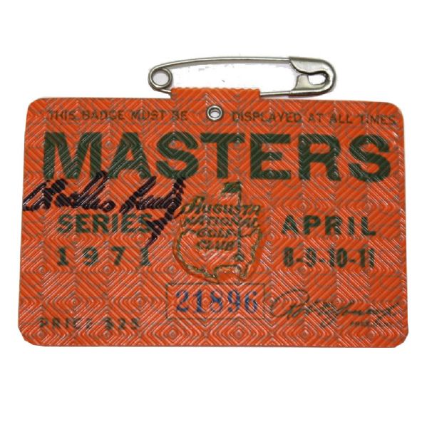1971 Charles Coody Autographed Masters Badge JSA COA