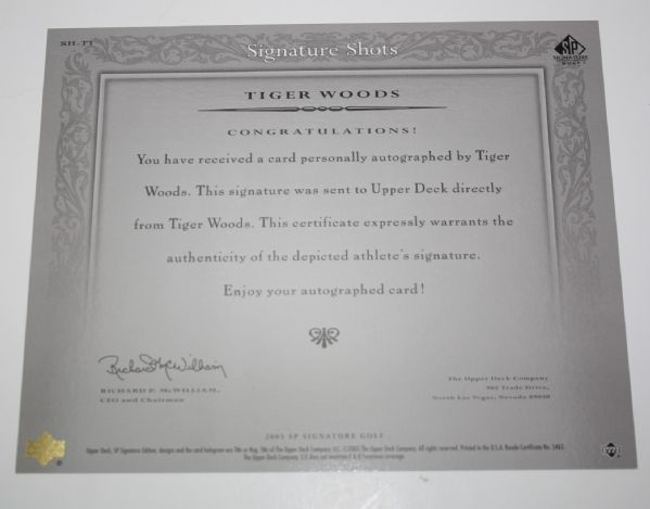 Tiger Woods UDA Signature Shots Autographed Card - 2005 SP