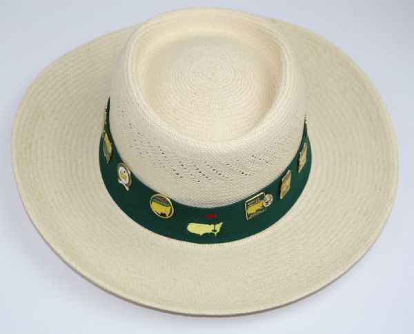 Masters Straw Hat with 12 Commemorative Pins - 1997-1999, 2001-2007, 2011, 2012