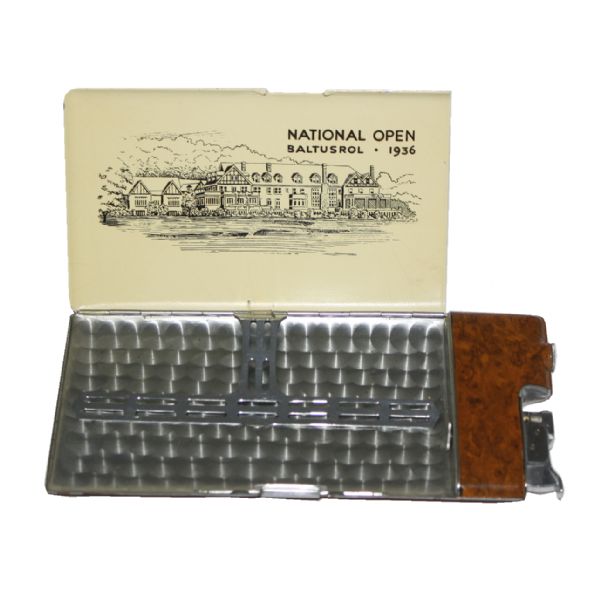 1936 US Open Players Gift - Cigarette Case and Lighter In One - Depiction of Baltusrol Clubhouse