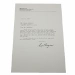 Ben Hogan Signed 1993 Letter - FULL Signature JSA COA