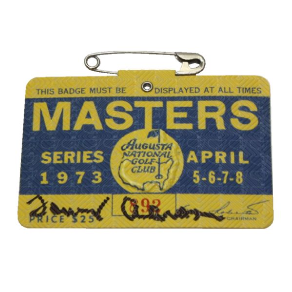 Tommy Aaron Signed 1973 Masters Badge JSA COA