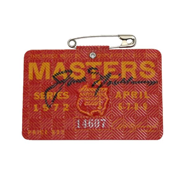 Jack Nicklaus Signed 1972 Masters Badge JSA COA