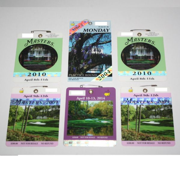 Lot of 5 Masters Series Badges and 1 Masters Ticket