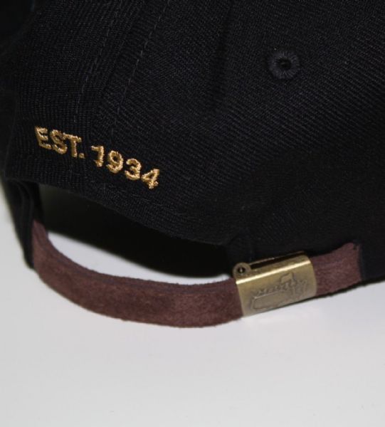 Augusta National Members Black Circle Patch Hat with Brown Bill