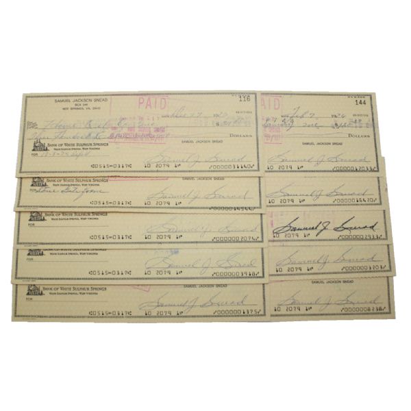 Lot of TEN Sam Snead Personal Signed Checks