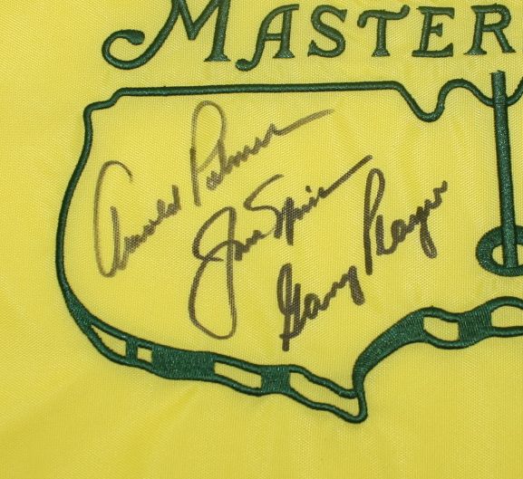  Masters Embroidered Flag Signed by The Big Three! JSA #Y01299