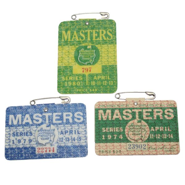 Lot of 3 Masters Badges - 1974, 1979, and 1980