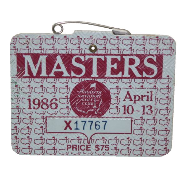 1986 Masters Badge - Jack Nicklaus Victory Number 6