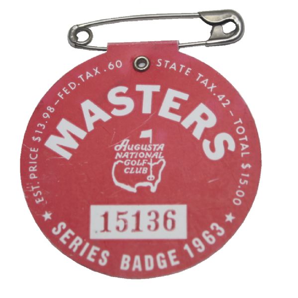 1963 Masters Badge - Jack Nicklaus' First Masters Win!