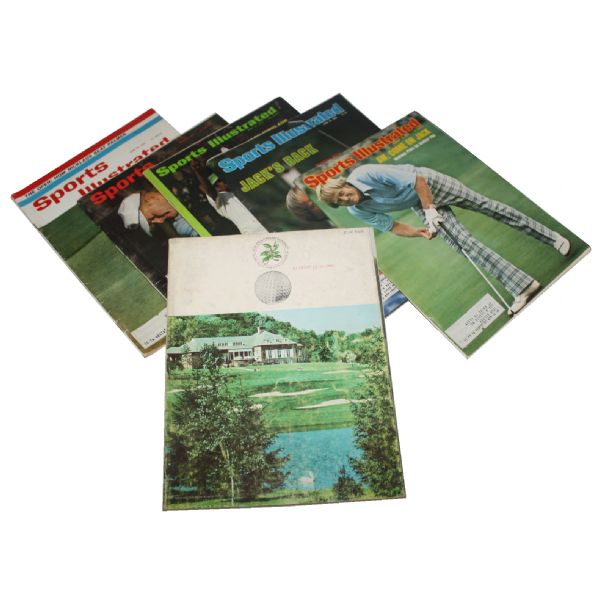 Lot of Five Jack Nicklaus Sports Illustrateds and 1965 PGA Championship Program