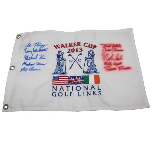 2013 USA Team Signed Walker Cup Embroidered Flag-Scarcly Seen Flag- JSA COA