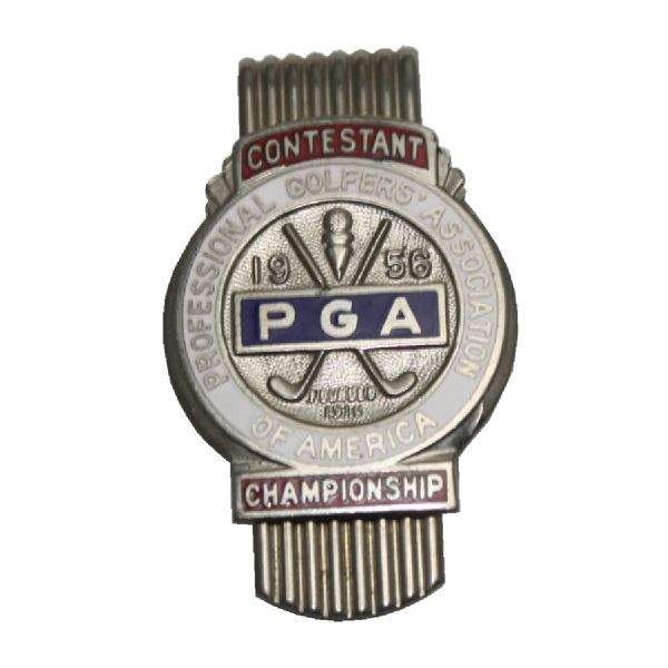 Jack Fleck's 1956 PGA Championship Contestant Money Clip, Badge