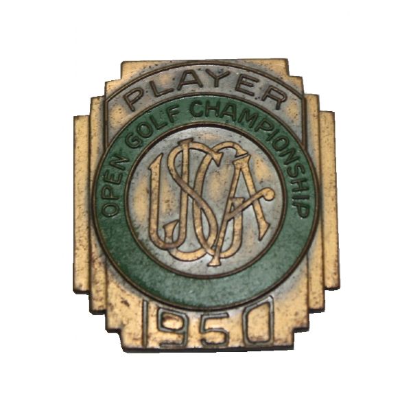 Jack Fleck's 1950 US Open Contestant Pin - Hogan's First Post Accident Win @ Merion