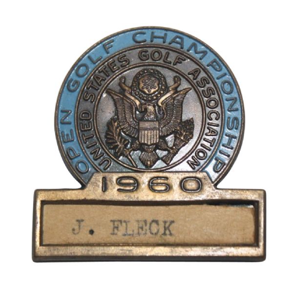 Jack Fleck's 1960 US Open Contestants Badge - Tied For 3rd Behind Palmer & Nicklaus 