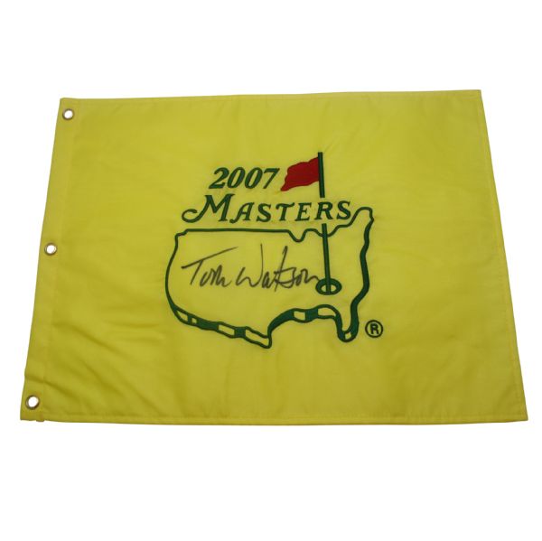 Tom Watson Signed 2007 Masters Embroidered Flag JSA COA