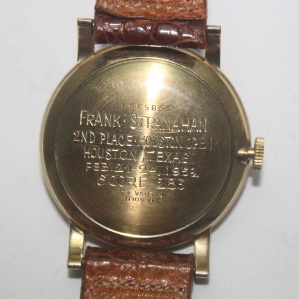 1952 Houston Open 2nd Place 14k Gold Bulova Watch - Score 283 - Frank Stranahan