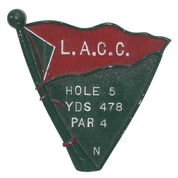  Los Angeles Country Club (L.A.C.C.)-1950's Hole 5 Tee Marker-Stranahan Collection