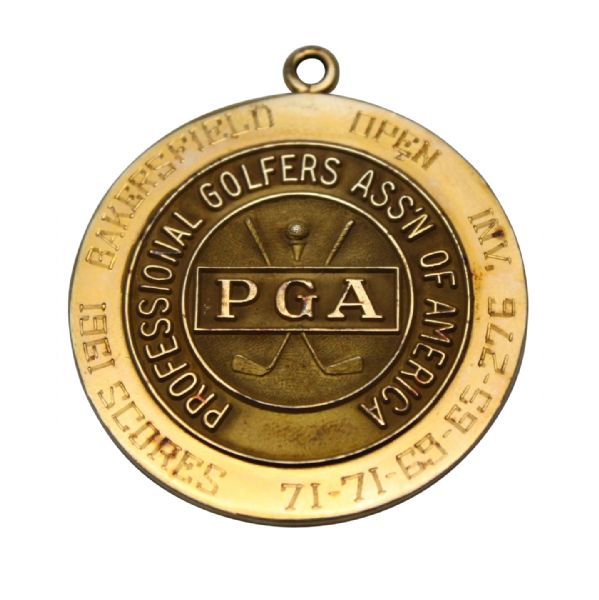 Jack Fleck's 1961 PGA Bakersfield Open 14K Champions Medal-Final PGA Win!