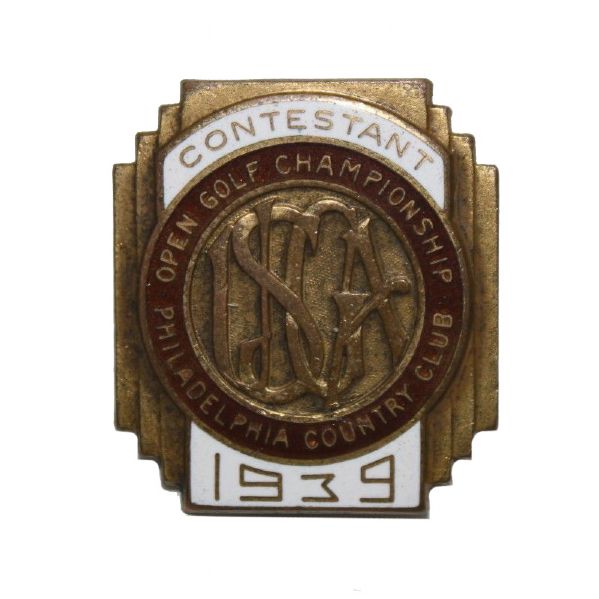 1939 US Open Contestant Badge - Byron Nelson's US Open Victory - Philadelphia C.C.