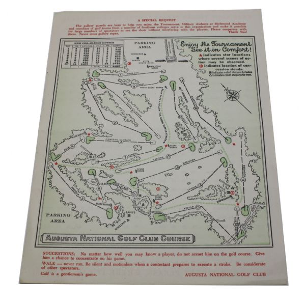 1958 Masters Sunday Pairing Sheet - Palmer's First Win@Augusta-Near Mint Condition
