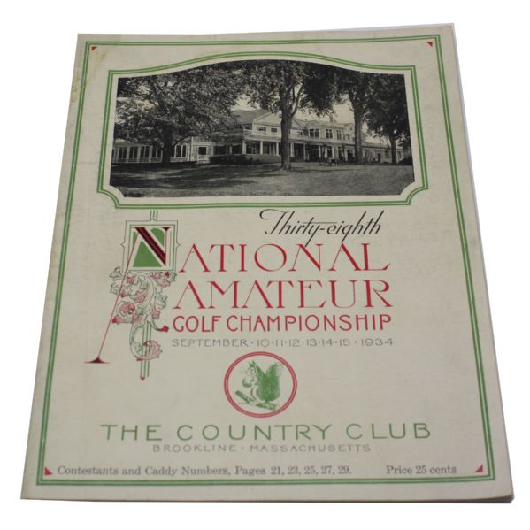 1934 US Amateur Program at The Country Club - Lawson Little  Little Slam Victory