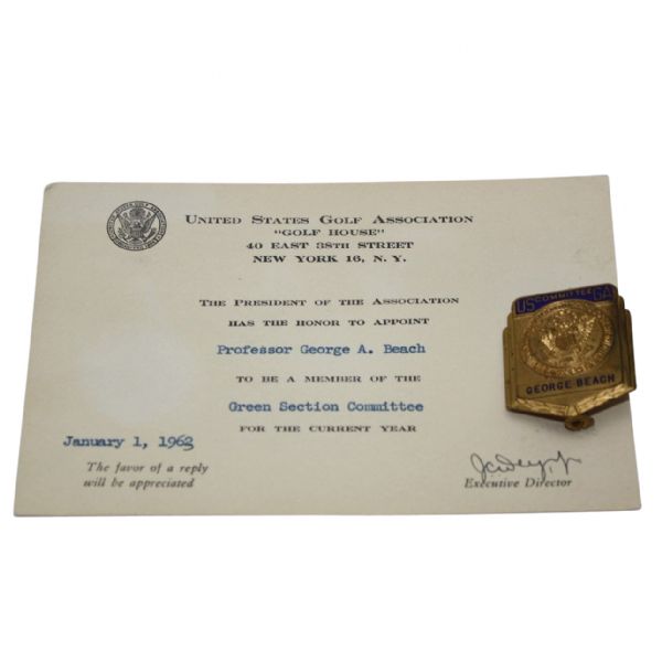 1963 USGA Green Section Committe Invite with Pin