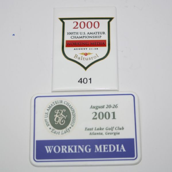 U.S.G.A. Two Item Lot- 2000 & 2001  U.S. Amateur Press Badges