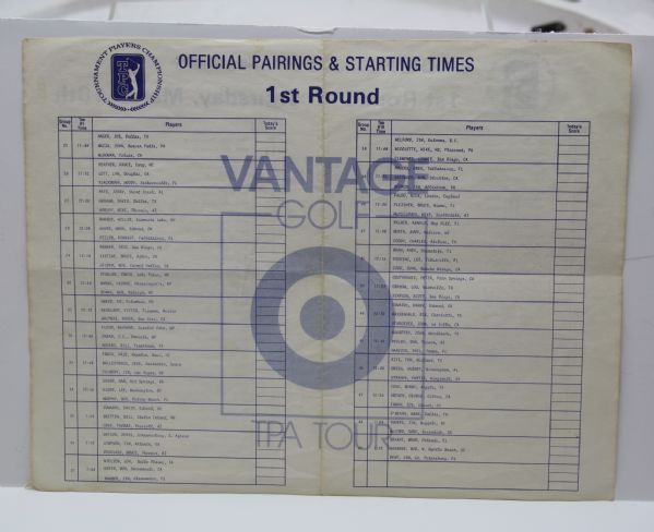1982 The Players Championship 1st Round Pairings Sheet - TPC
