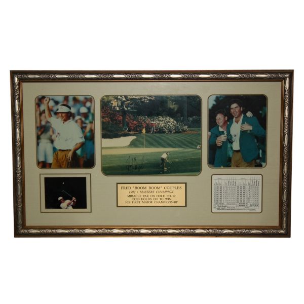Deluxe Framed Fred Couples 1992 Masters Tribute Ensemble w/Signed 11x14 Photo 